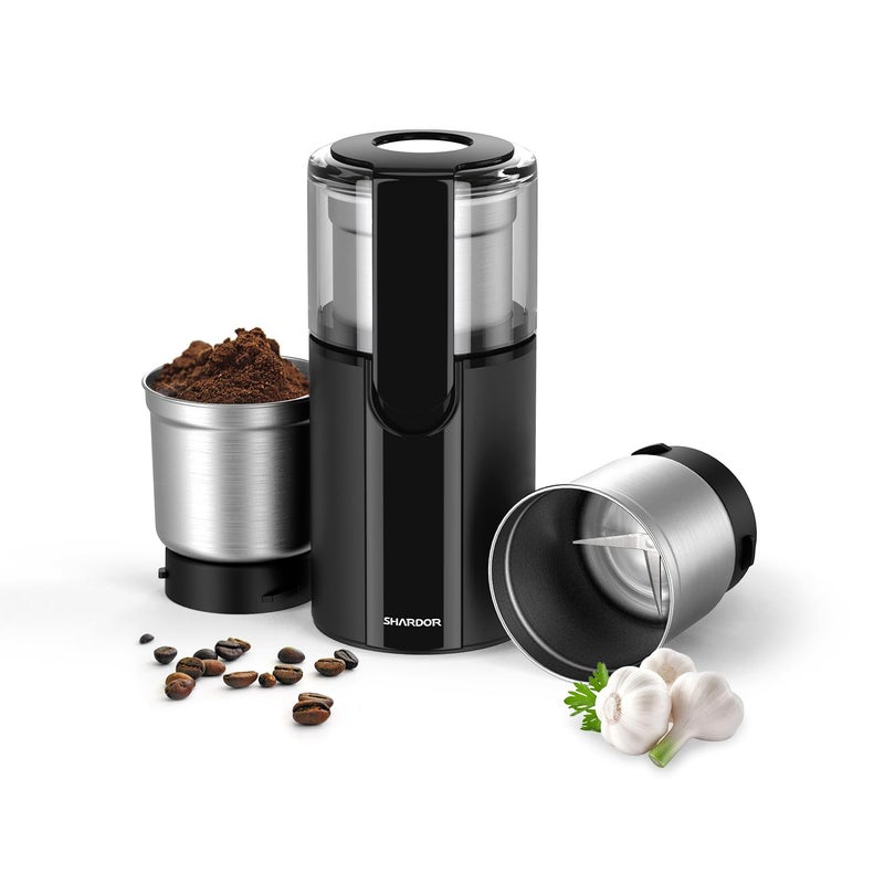 SHARDOR Coffee  Spice Grinders Electric with 2 Removable Stainless Steel Bowls for Dry or Wet Grinding 70g