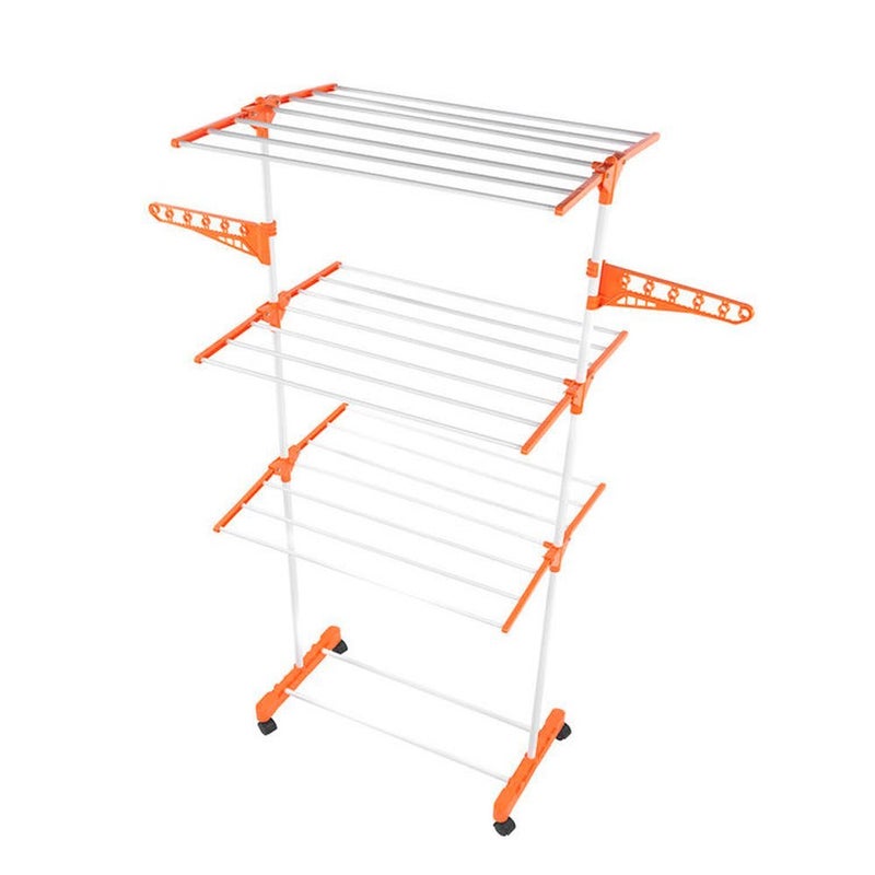 Derovan Laundry Hanger Power Dryer – Foldable Mild Steel Drying Stand with Wheels, Heavy-Duty 2-Tier Design, Hooks & Adjustable Wings - Image 4