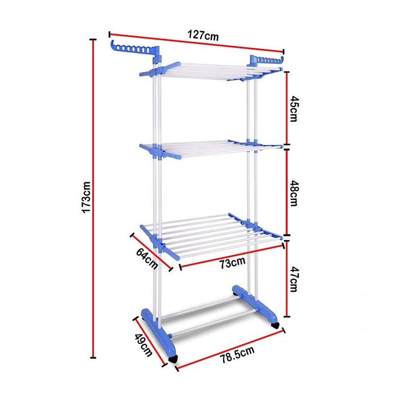 Derovan Laundry Hanger Power Dryer – Foldable Mild Steel Drying Stand with Wheels, Heavy-Duty 2-Tier Design, Hooks & Adjustable Wings - Image 2