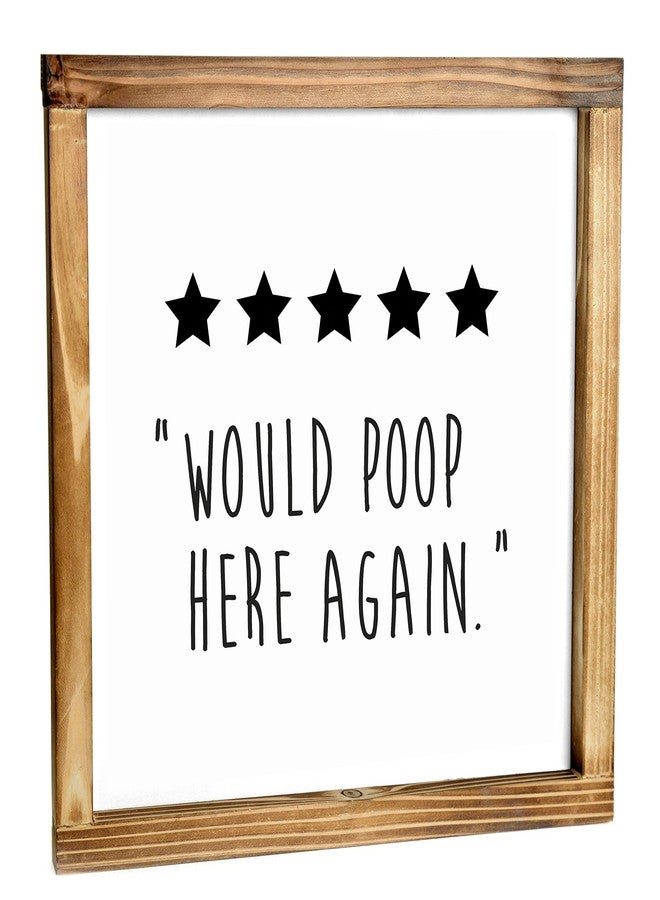 MAINEVENT Five Stars Would Poop Here Again Bathroom Sign 12x12 Inch - Farmhouse Bathroom Wall Decor, Funny Poop Sign for Bathroom Decor Wall Art, 5 Stars Would Poop Here Again Sign, Funny Bathroom Wall Art - Image 1