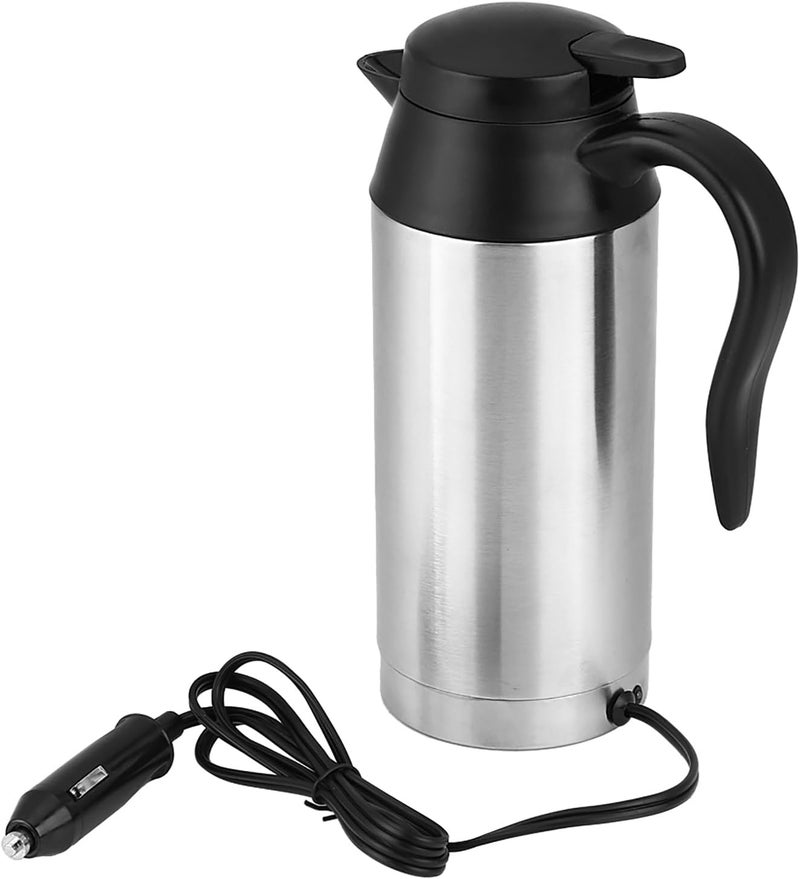 Ejoyous Electric Car Kettle, 750ml 12V Travel Car Heating Kettle Portable Stainless Steel Cigarette Lighter Heating Mug for Tea, Coffee - Image 1