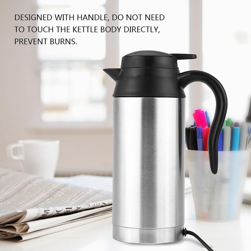 Ejoyous Electric Car Kettle, 750ml 12V Travel Car Heating Kettle Portable Stainless Steel Cigarette Lighter Heating Mug for Tea, Coffee - Image 5