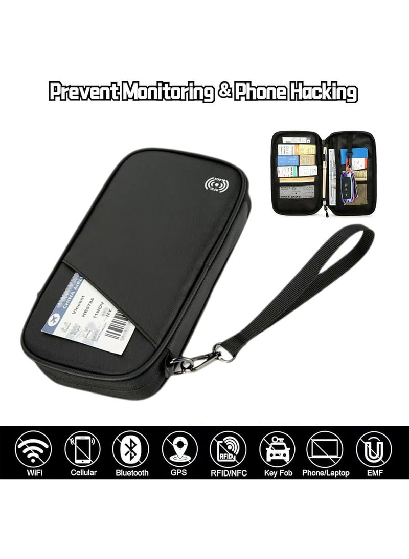 Multiple Passport Holder for Travel Family, RFID Blocking Passport Wallet for Traveling, Waterproof Travel Document Holder Organizer, Travel Essentials Premium Wallets, Black/Blue - Image 2