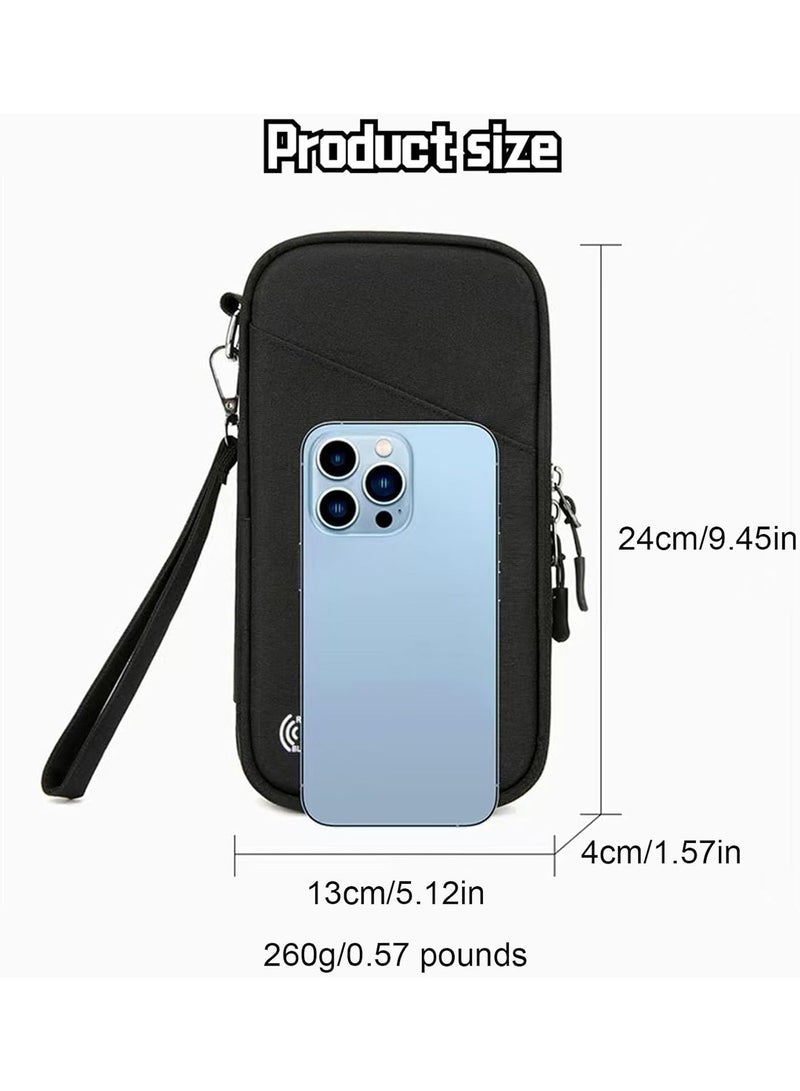 Multiple Passport Holder for Travel Family, RFID Blocking Passport Wallet for Traveling, Waterproof Travel Document Holder Organizer, Travel Essentials Premium Wallets, Black/Blue - Image 3