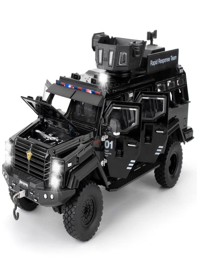 LOVEPOSELY Compatible for 1:24 Saber-Toothed Tiger Alloy Armored Car Model, Collectible Diecast Armoured Explosive Protected Vehicle Toy, Pull Back Toy Car with Sound and Light for Adult Kids (Black) - Image 1