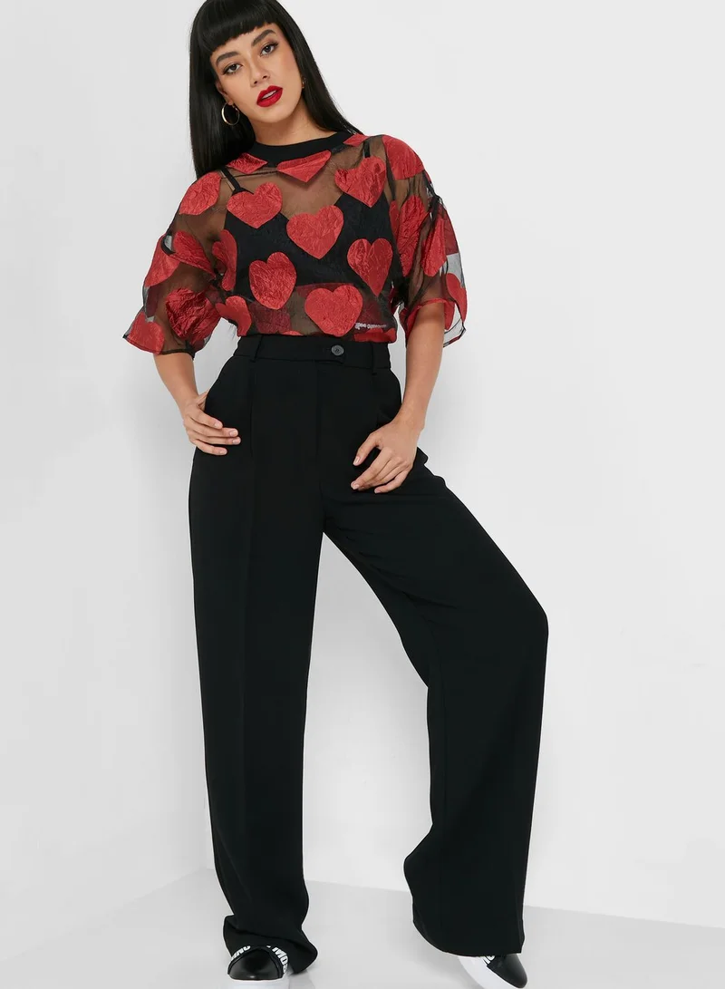Love Moschino Heart Print Round Neck Top