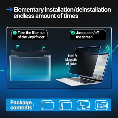 VINTEZ Magnetic Privacy Screen Compatible with MacBook Pro 16" 2019, 2020 Anti-Blue Light Laptop Screen Protector Filter Blue Light Blocking Filter - Image 4