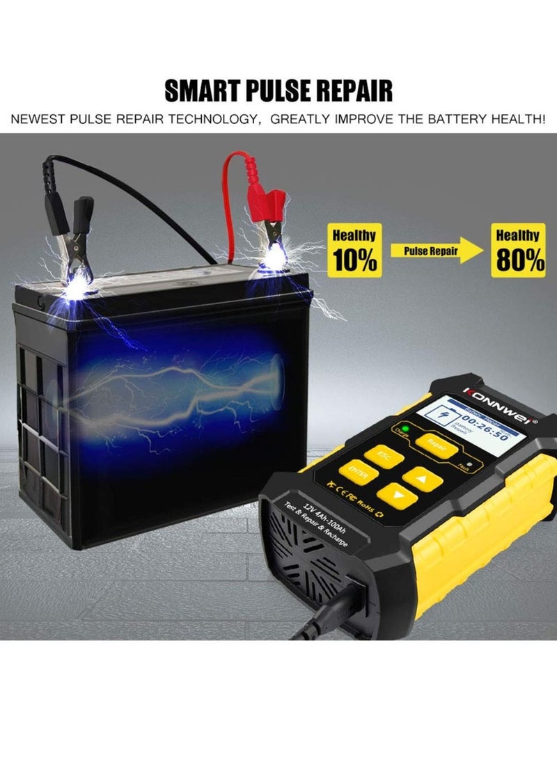 KONNWEI KW510 Car Battery Charger,3-in-1 Universal Car Battery Tester,Pulse Charging Tester, 12 V-5 Amp Automatic Smart Car Battery Charger,Maintenance Trickle Charger with LCD Display - Image 5