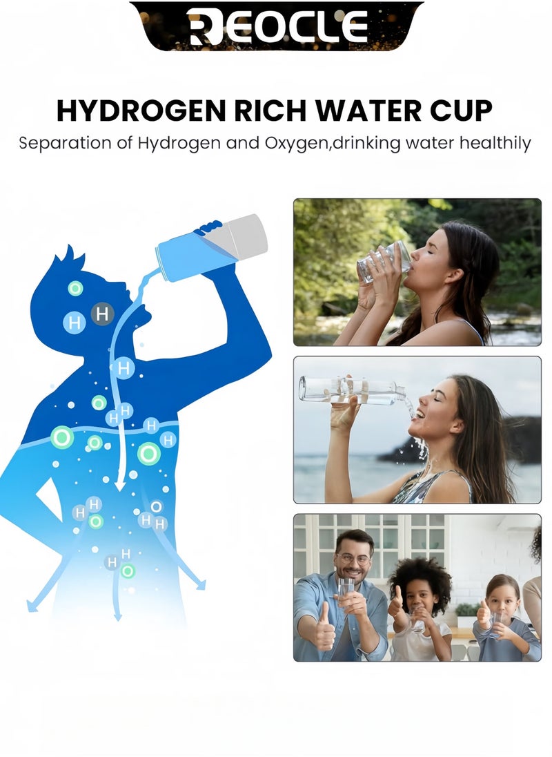 REOCLE Titanium Water Cup Ionizer Hydrogen Rich Generator Super Antioxidant USB Rechargeable Anion Health Cup Keep Body Hydrated Sports Fitness Cup - Image 3
