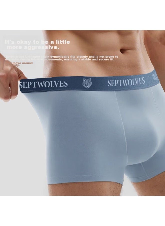 Septwolves Men's Underwear, Pure Cotton Breathable Boxer Briefs, Double-layer Silk Inner Lining, Four-corner Shorts, Zodiac Year, Youth Luxury, Wine Red - Image 4