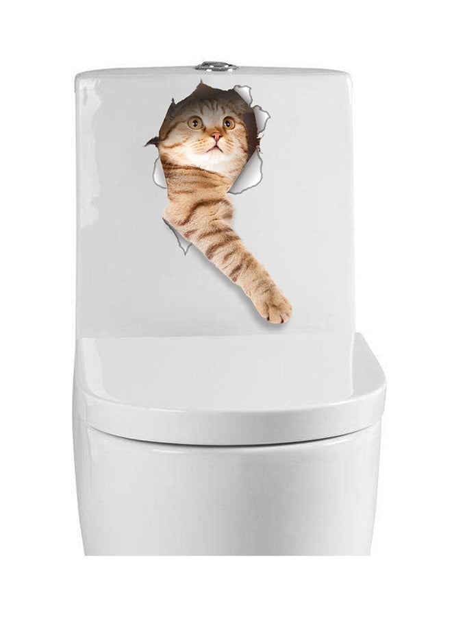 3D Kitten Toilet Seat Sticker Beige/White