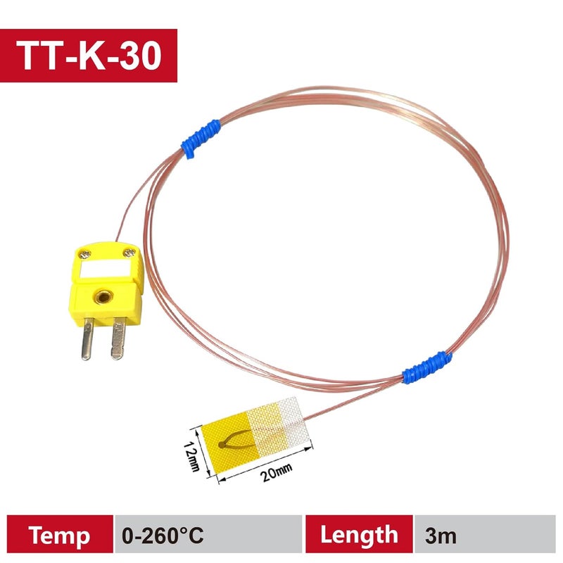 مسبار ثرموكوبل نوع K مستشعر لاصق للتركيب السطحي فائق النحافة 0-260 درجة مئوية K 3 أمتار - Image 3