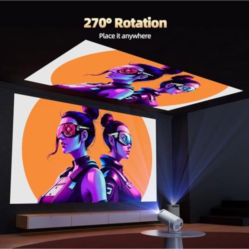 HY300 Portable Projector, Native 1080P Full HD Smart Mini Projector, WiFi 6, Bluetooth 5.2, Auto Keystone, 180° Rotatable, Built-in Apps, Compatible with Phone, Laptop, HDMI, TV Stick, PS5 - Image 2