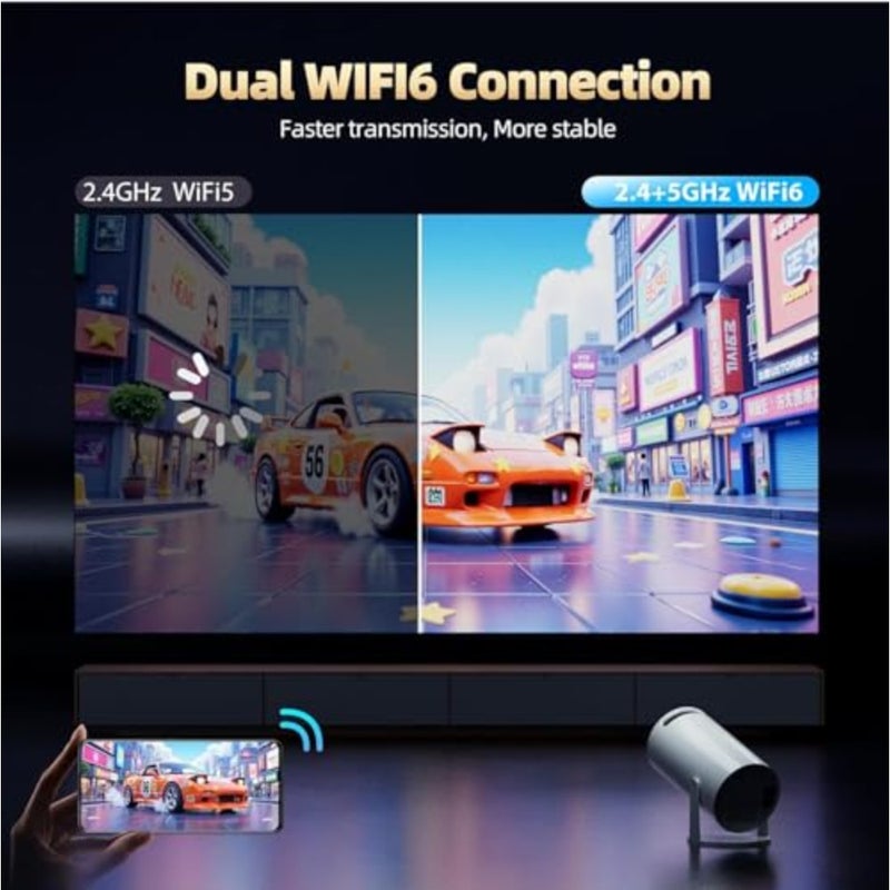 HY300 Portable Projector, Native 1080P Full HD Smart Mini Projector, WiFi 6, Bluetooth 5.2, Auto Keystone, 180° Rotatable, Built-in Apps, Compatible with Phone, Laptop, HDMI, TV Stick, PS5 - Image 4