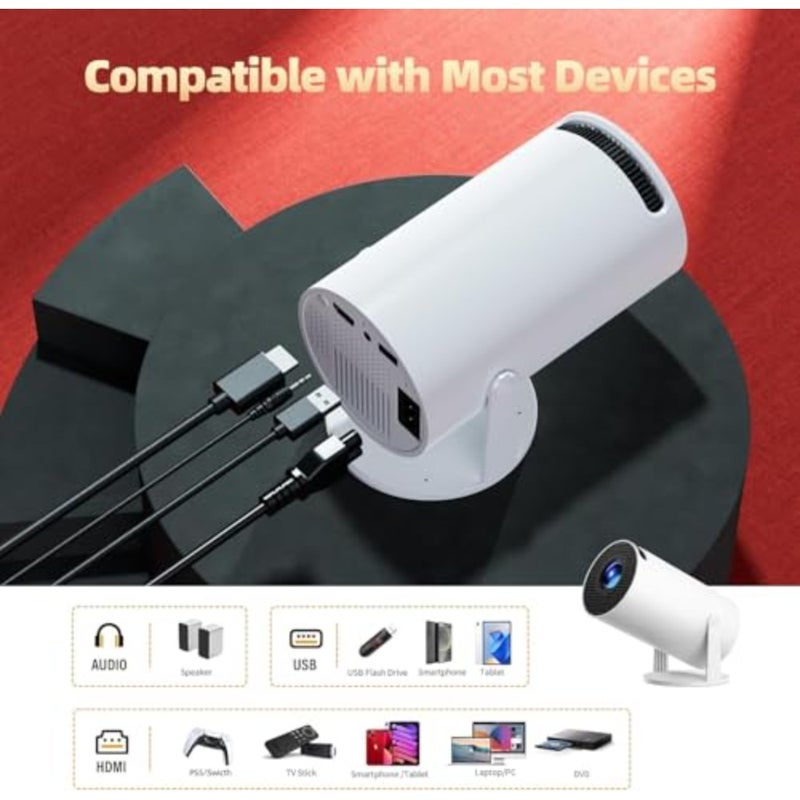 HY300 Portable Projector, Native 1080P Full HD Smart Mini Projector, WiFi 6, Bluetooth 5.2, Auto Keystone, 180° Rotatable, Built-in Apps, Compatible with Phone, Laptop, HDMI, TV Stick, PS5 - Image 5