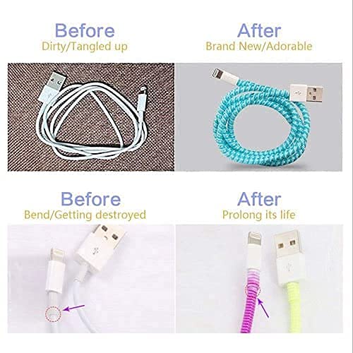 Redclip Cable Protector Spiral Triple Color 3 Pcs 15 Meters Cable Cord Charger Protector Saver Winder 3 Pcs Compatible with iPhoneAndroidComputer CablesChargers Pack of 3 Pieces - Image 5