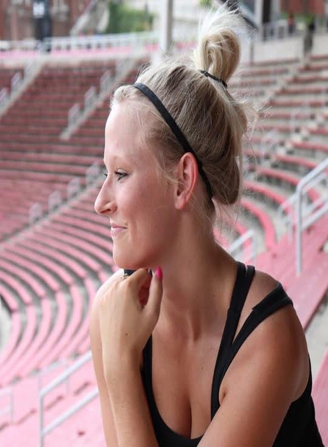 سويتي باندز ربطة شعر رياضية نسائية من Sweaty Bands - ربطة شعر رياضية مبطنة بالمخمل، مانعة للانزلاق، ماصة للعرق - لون أسود فاحم، مقاس 3/8 بوصة - Image 3