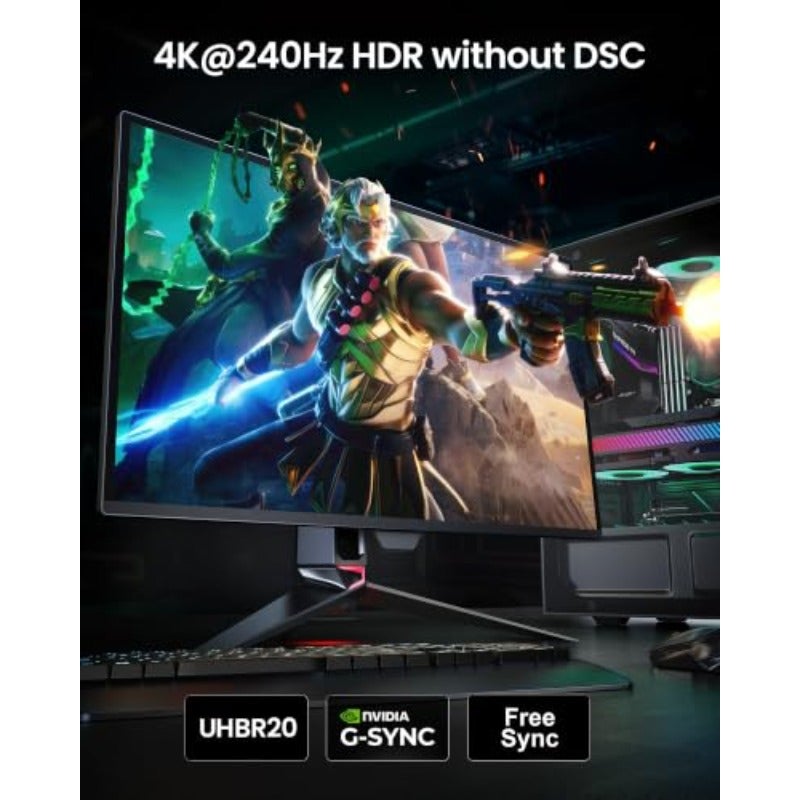 كابل عرض من سيلك لاند بسرعة 80 جيجابت في الثانية من نوع DisplayPort 2.1 [معتمد من VESA] [دقة 8K عند 240 هرتز، 4K عند 540 هرتز، 360 هرتز، 240 هرتز]، كابل DP 2.1، يدعم 16K، DP80، HDR، DSC، متوافق مع FreeSync و G-Sync، لمونيتور ألعاب، 5090، 7900XTX، بطول 0.5 م - Image 3