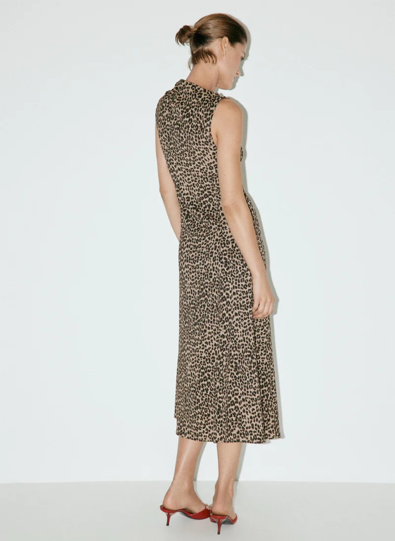 Mango Textured Dress With Gathered Details