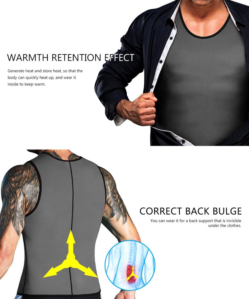 NonEcho Men Neoprene Waist Trainer Sauna Vest Gym Hot Sweat Tank Top Workout Shirt Shapewear Body Shaper No Zipper - Image 3