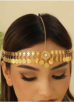 Headband accessory to celebrate Founding Day, Saudi National Day, and all special occasions with the design of gold chains in the shape of coins
