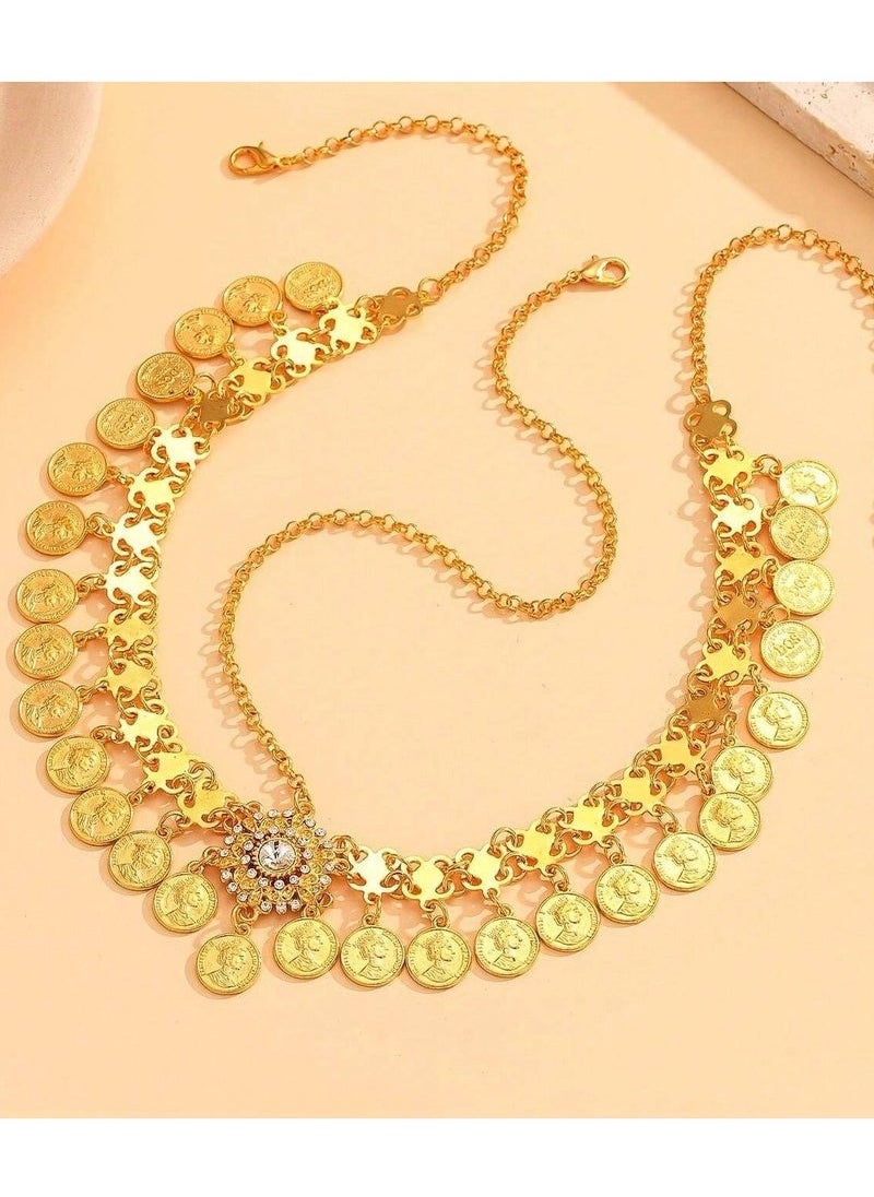 Generic - Headband accessory to celebrate Founding Day, Saudi National Day, and all special occasions with the design of gold chains in the shape of coins - Image 1