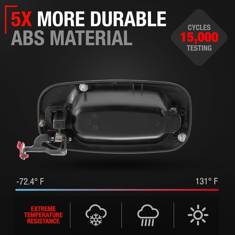 T1A Exterior Rear Passenger Door Handle - Compatible with 1999-2006 Chevrolet Silverado, Tahoe, Suburban, 02-06 Avalanche; 99-06 GMC Sierra, Yukon - Textured Black - OEM 15721572, 80578 - Image 3