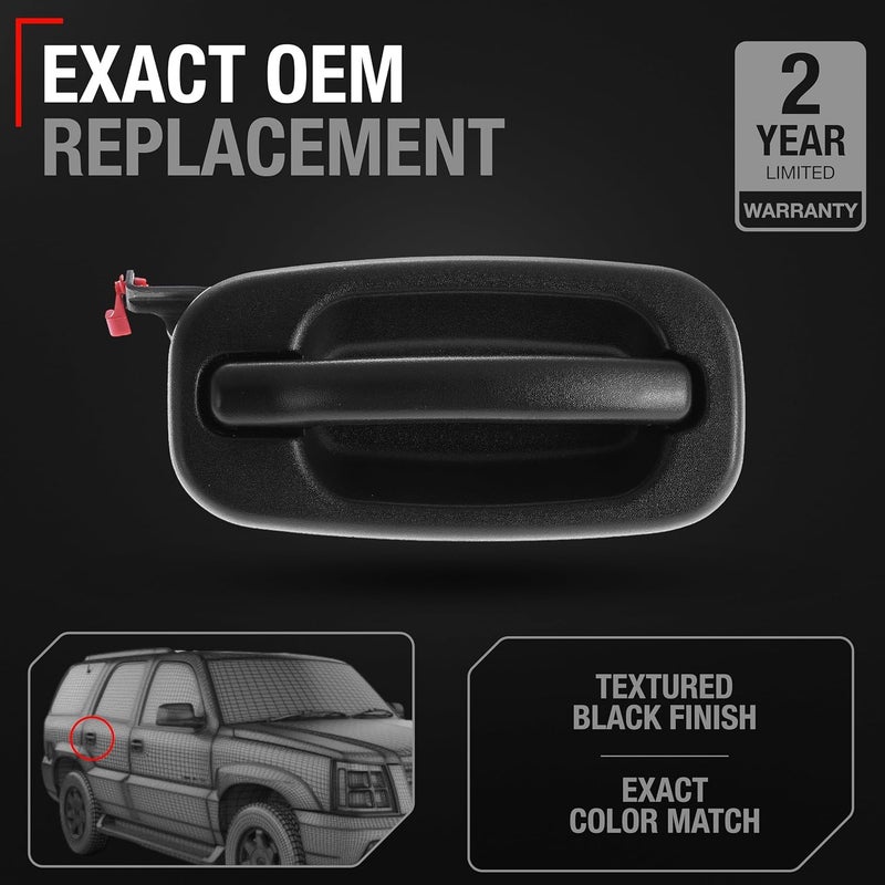 T1A Exterior Rear Passenger Door Handle - Compatible with 1999-2006 Chevrolet Silverado, Tahoe, Suburban, 02-06 Avalanche; 99-06 GMC Sierra, Yukon - Textured Black - OEM 15721572, 80578 - Image 2