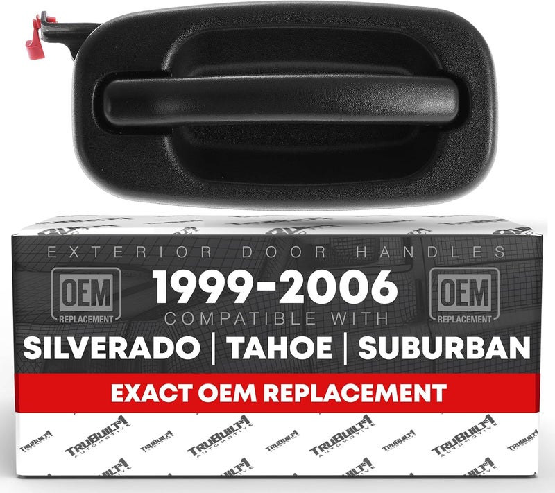 T1A Exterior Rear Passenger Door Handle - Compatible with 1999-2006 Chevrolet Silverado, Tahoe, Suburban, 02-06 Avalanche; 99-06 GMC Sierra, Yukon - Textured Black - OEM 15721572, 80578 - Image 1