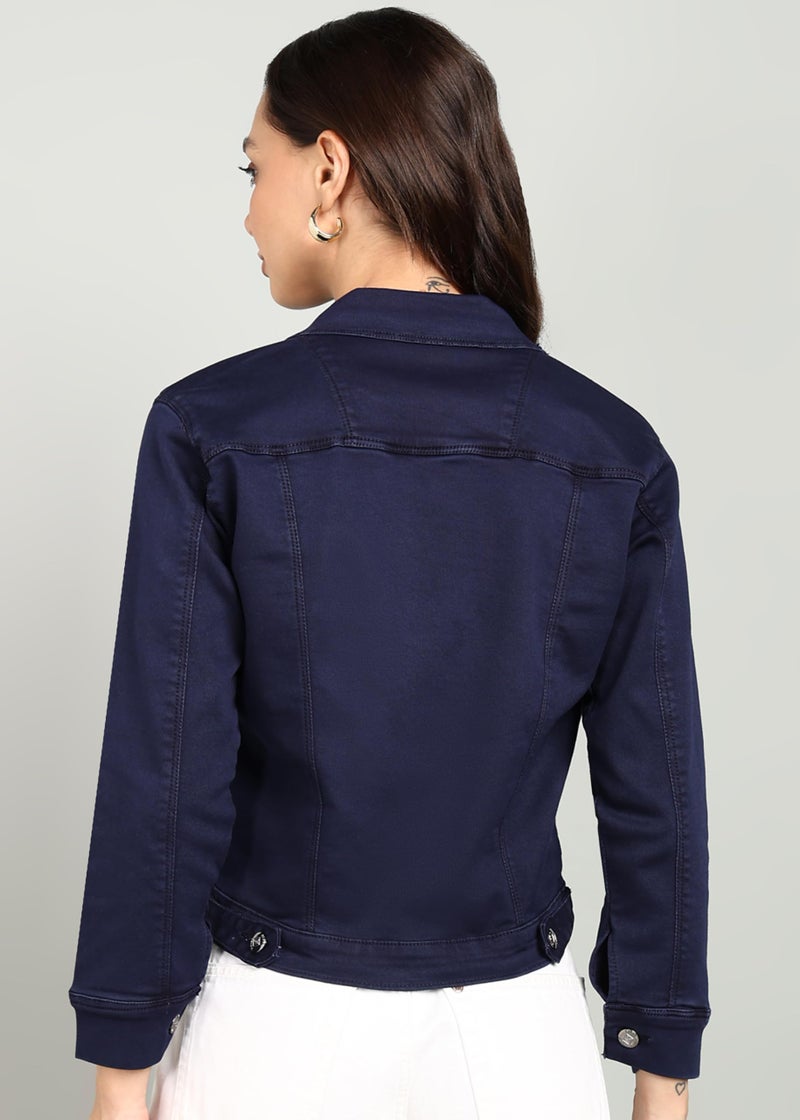 Nifty Women's Denim Front Pocket Jacket (1473_JCKT_GREN_L_Green_L) - Image 5