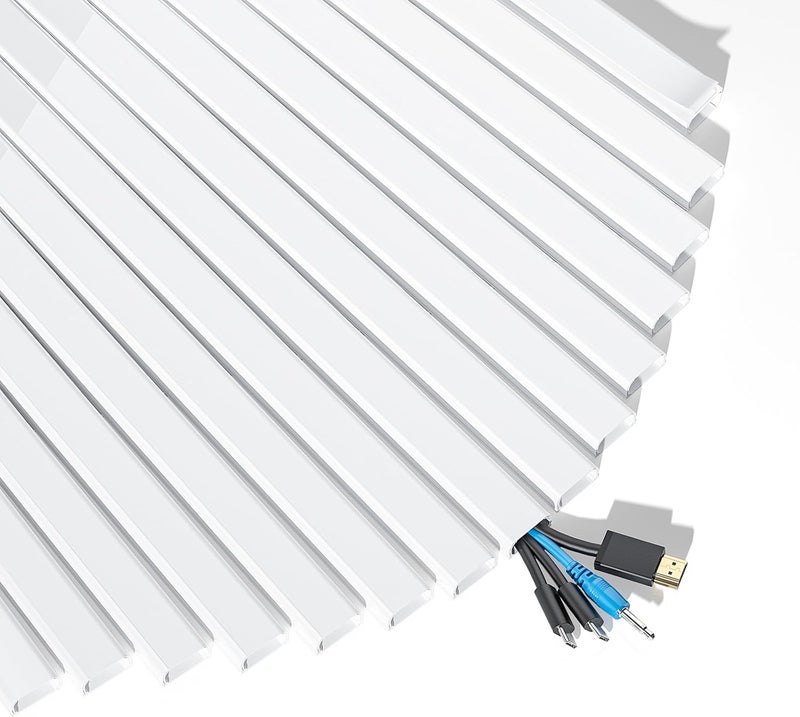 Yecaye 235in Wall Cord Hider for 3-4 Cords, On-Wall Cord Cover Channel, Long Cable Concealer, Cable Cover Cords Management for Home Office, W1.18in H0.63in, White - Image 1