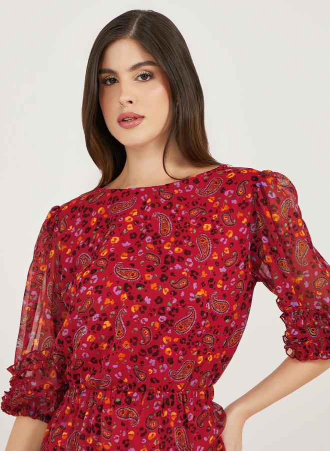 ستايلي فستان طويل بقصة غير متساوية بنقشة الزهور - Image 4