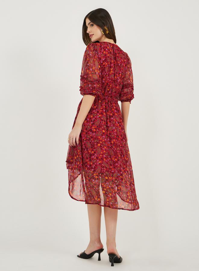 ستايلي فستان طويل بقصة غير متساوية بنقشة الزهور - Image 5