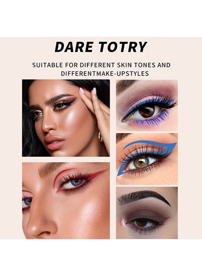 كيو اي سي قلم تحديد الختم قلم رصاص مزدوج الرأس ، كحل سائل ختم الجناح بطانة الأزرق المجنح كحل طوابع لعيون القط طويلة الأمد سوبر نحيف دقيقة شعر تلميح السائل مزدوج الرأس بطانة العيون أدوات الوشم 3.5 جرام 1 # أسود - Image 4