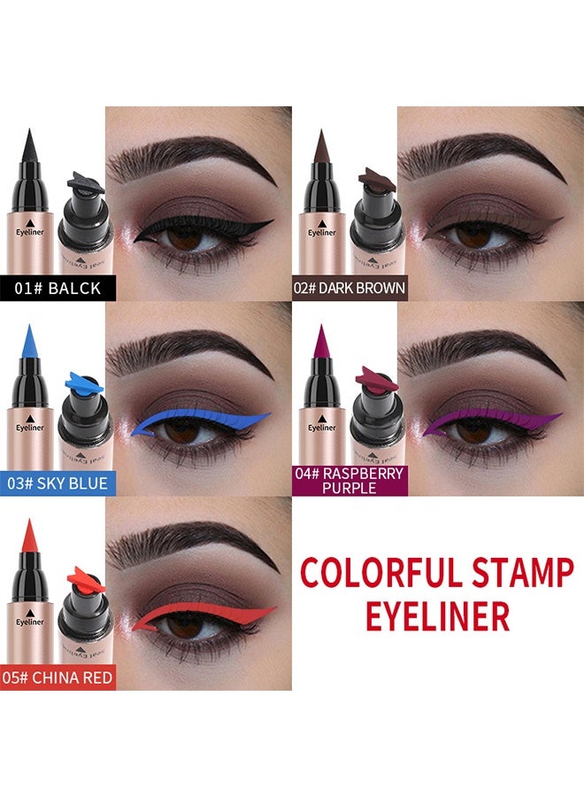 كيو اي سي قلم تحديد الختم قلم رصاص مزدوج الرأس ، كحل سائل ختم الجناح بطانة الأزرق المجنح كحل طوابع لعيون القط طويلة الأمد سوبر نحيف دقيقة شعر تلميح السائل مزدوج الرأس بطانة العيون أدوات الوشم 3.5 جرام 1 # أسود - Image 5