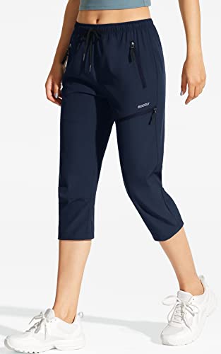 MOCOLY Women's Hiking Capris Pants Outdoor Lightweight Quick Dry Water Resistant UPF 50 Cargo Pants with Zipper Pockets Navy Blue XXL - Image 2
