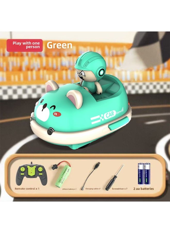 Generic Mini Parent-Child Remote Control Bumper Car Toy Boy Birthday Gift Double Battle Bike Drift Electric Kart-Color:Green [bag]-Scale:Standard Configuration [one Car, One Power]  - Image 1