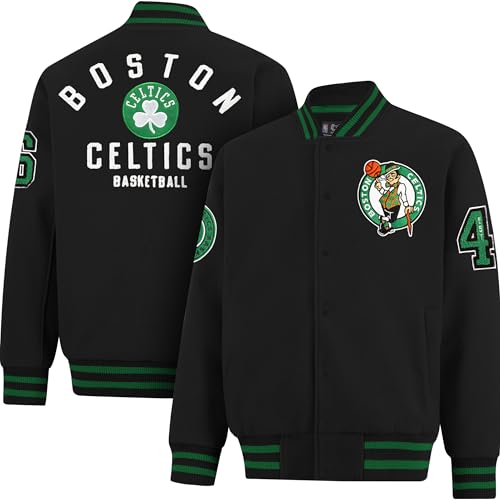 Ultra Game NBA Official Men’s Game Time Varsity Jacket - Unisex, Boston Celtics, Team Color, Small - Image 1