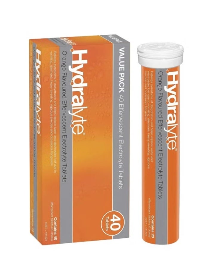 Hydralyte Twin Pack Effervescent Electrolyte Tablet - Orange - 40 Tablets - Image 1