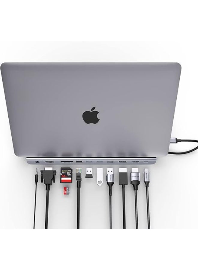 Lention LENTION USB C Docking Station with 100W PD, 4K HDMI/DisplayPort, VGA, Ethernet, Card Reader, USB 3.0/2.0, Aux Adapter Compatible 2021-2016 MacBook Pro, New Mac Air/Surface, More (CB-C95, Space Gray)  - Image 1