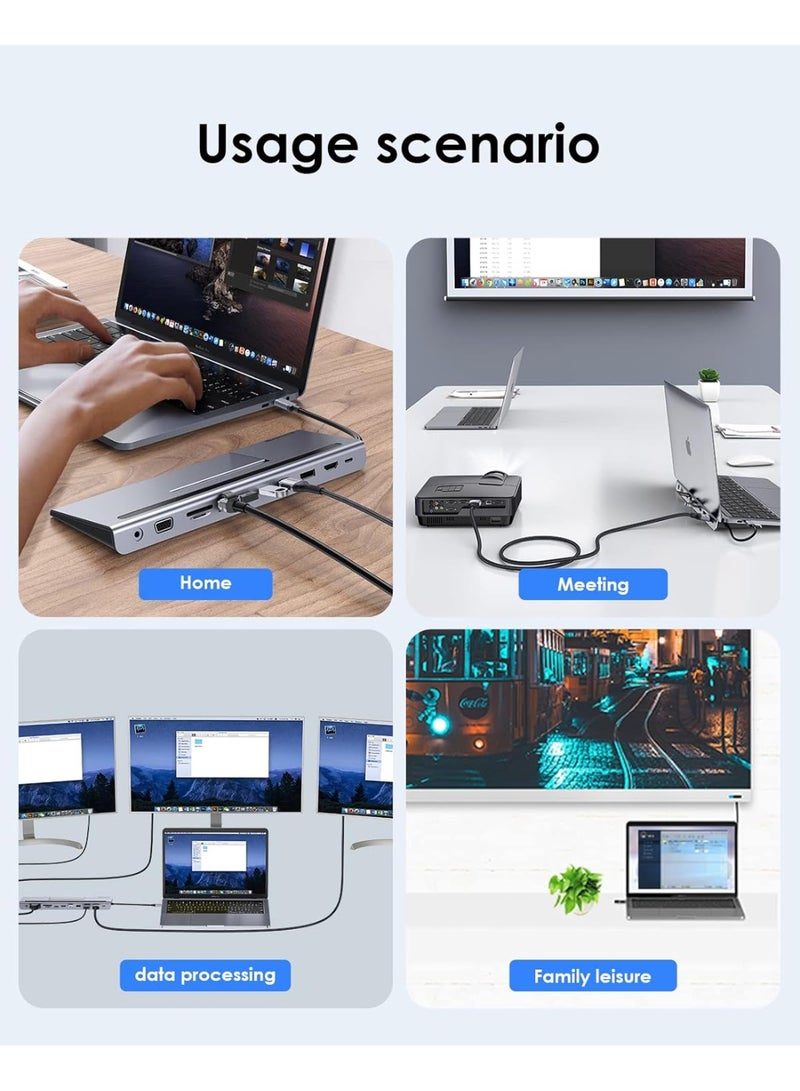 Lention LENTION USB C Docking Station with 100W PD, 4K HDMI/DisplayPort, VGA, Ethernet, Card Reader, USB 3.0/2.0, Aux Adapter Compatible 2021-2016 MacBook Pro, New Mac Air/Surface, More (CB-C95, Space Gray)  - Image 5