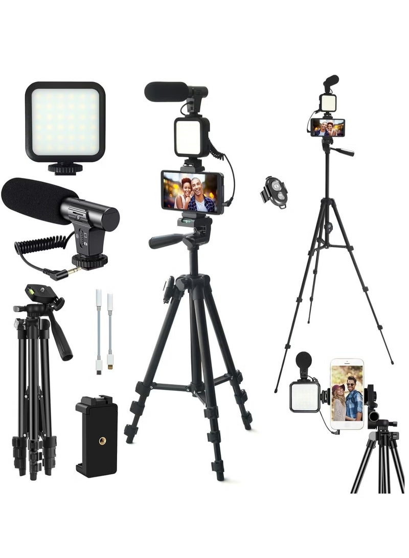 TIGER Vlogging YouTube Starter Kit – Complete Setup for Content Creators, Includes LED Ring Light, Tripod, Microphone, Camera Remote, and More for Professional Video Production - Image 1