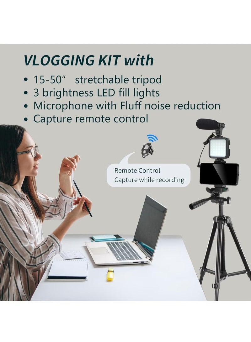 TIGER Vlogging YouTube Starter Kit – Complete Setup for Content Creators, Includes LED Ring Light, Tripod, Microphone, Camera Remote, and More for Professional Video Production - Image 2