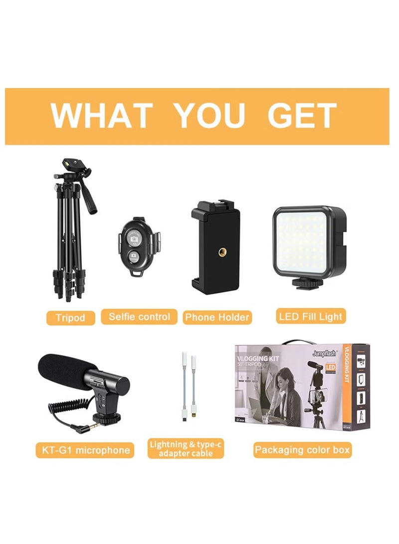 TIGER Vlogging YouTube Starter Kit – Complete Setup for Content Creators, Includes LED Ring Light, Tripod, Microphone, Camera Remote, and More for Professional Video Production - Image 4