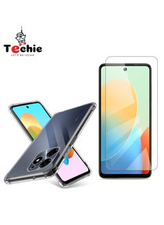 Tecno Spark Go 2024 Case and Screen Protector Combo Pack 2 in 1 - Transparent TPU Bumper Case with HD Tempered Glass Screen Protector