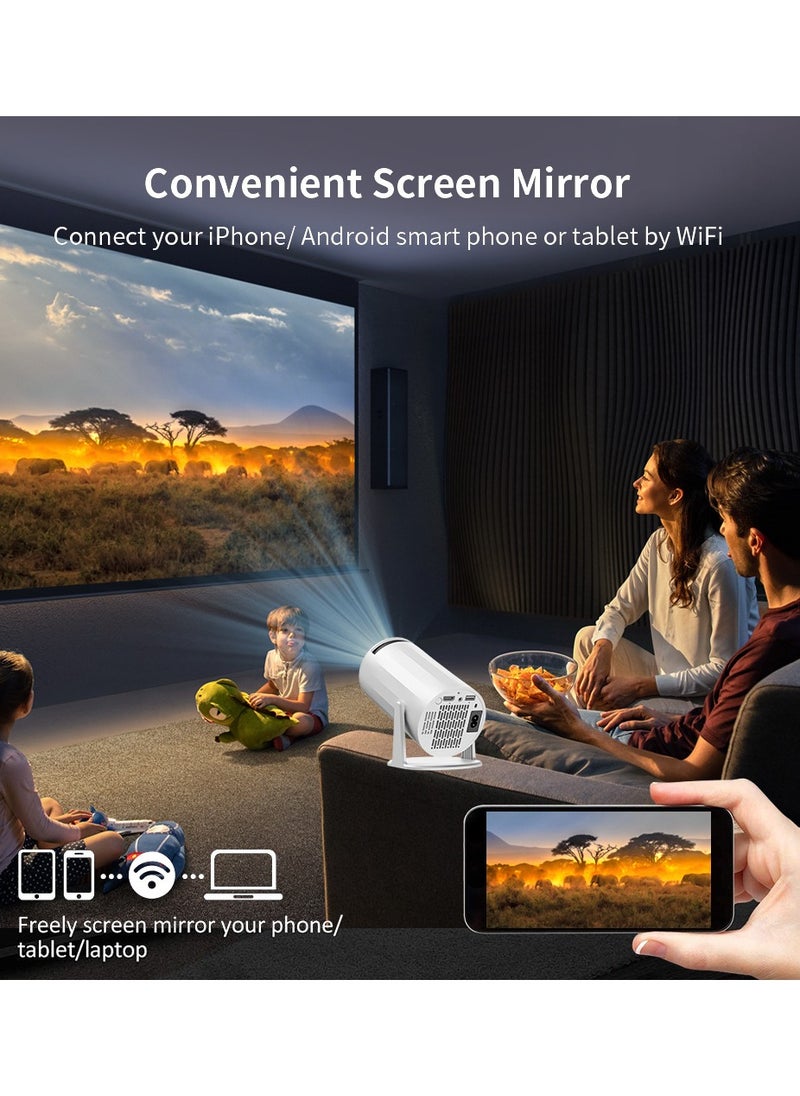 Joshberg - Mini Projector with WIFI and Bluetooth, 4K 1080P Support Portable Projector 180° Rotatable 130'' Screen Movie Projector Auto Keystone Compatible for Laptop, PC, Smartphone (White) - Image 1