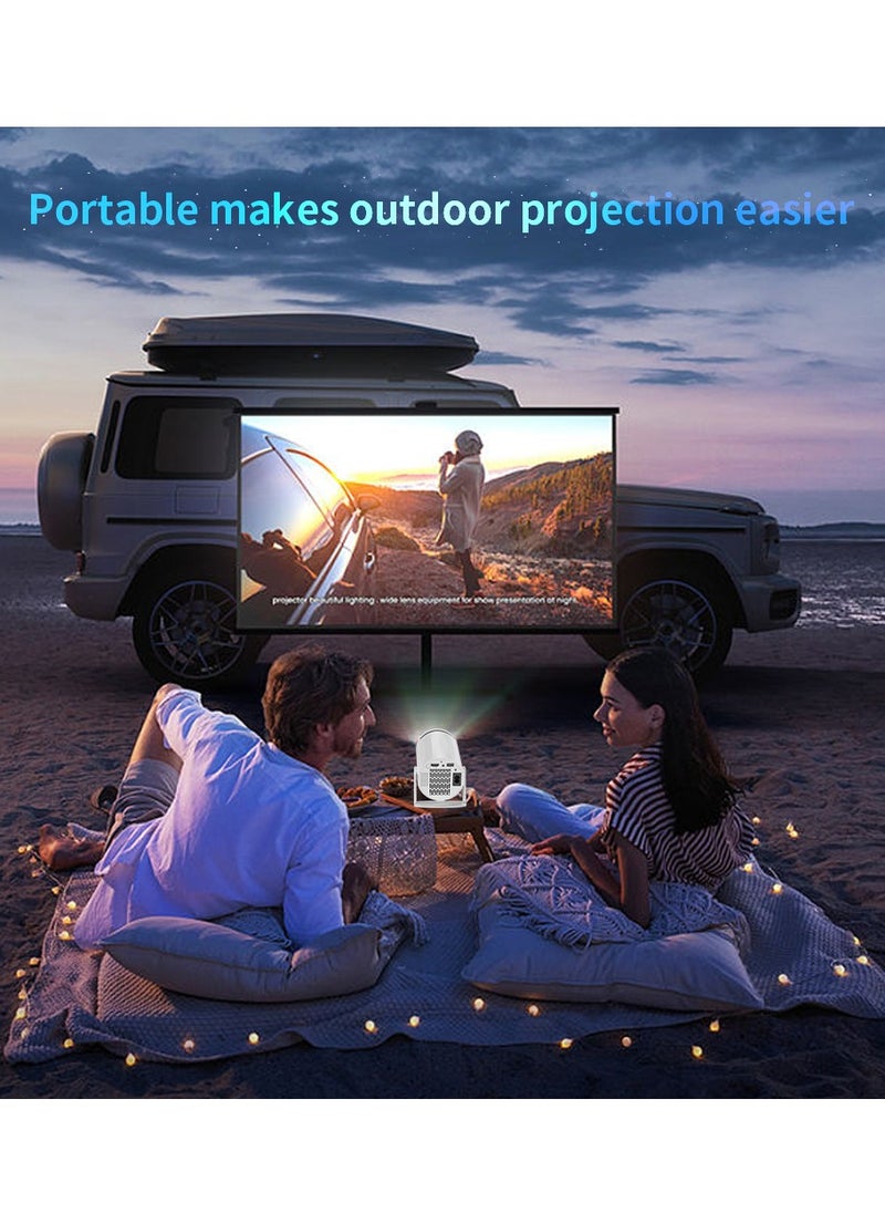 Joshberg - Mini Projector with WIFI and Bluetooth, 4K 1080P Support Portable Projector 180° Rotatable 130'' Screen Movie Projector Auto Keystone Compatible for Laptop, PC, Smartphone (White) - Image 1