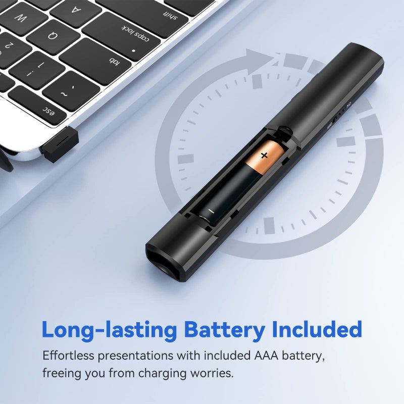 PPTSLID PowerPoint Clickers Wireless Presenter Remote, Presentation Clicker with Red Light, RF 2.4GHz USB Clicker for PowerPoint Presentations Slide Advancer with Volume Control for Mac/Laptop/Computer - Image 5