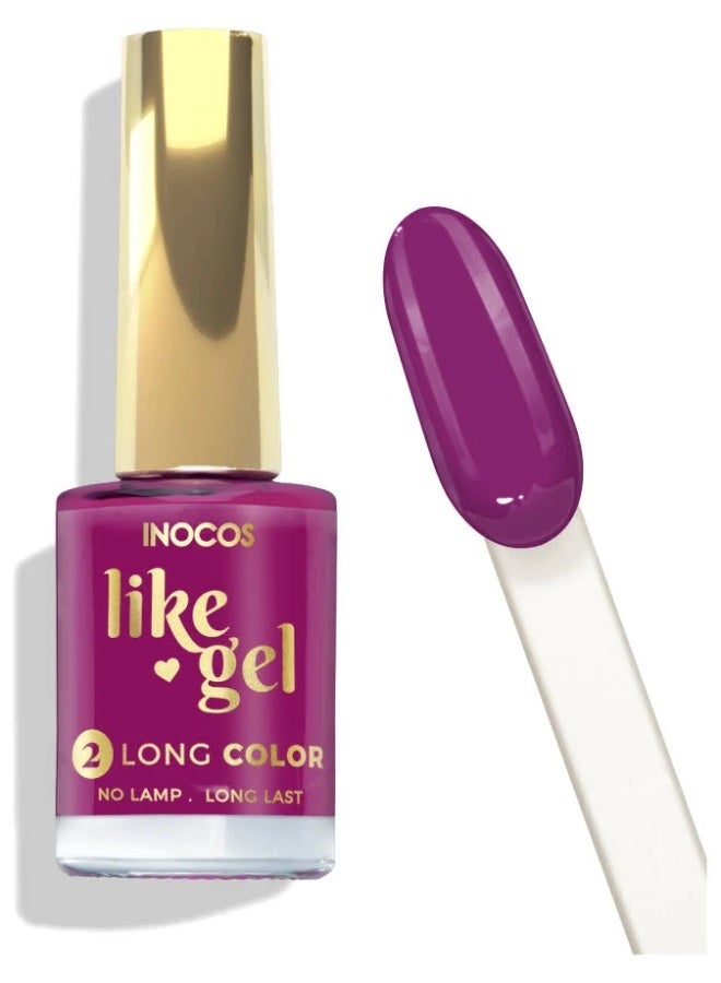 INOCOS Like Gel 2 Long Color Nail Polish 155 Aubergine Purple 11ml - Image 2