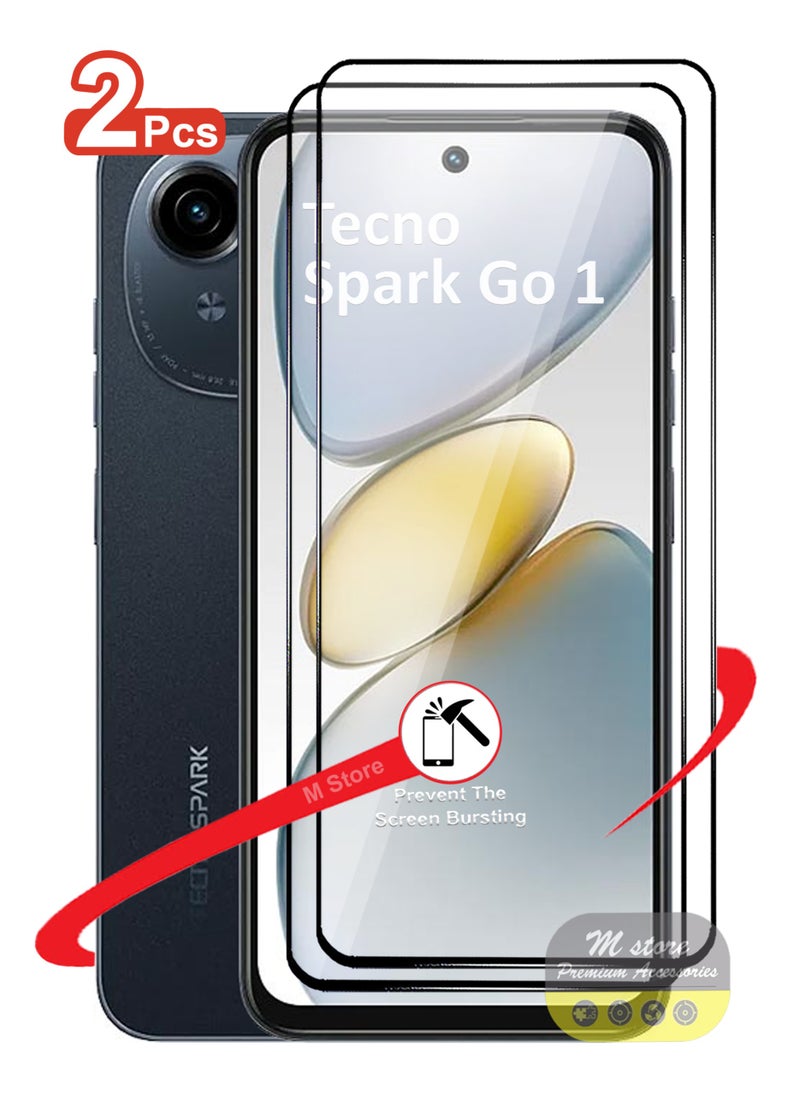 Generic - 2 Pieces Tecno Spark Go 1 5G Screen Protector – Edge to Edge Tempered Glass Screen Protector, High Transparency, Delicate Touch, Anti-Explosion, Smooth Arc Edges, Easy Installation - Image 1